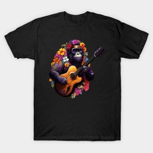 Cute Cottagecore Aesthetic Gorilla Guitar Lover T-Shirt